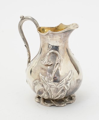 Lot 153 - A Victorian silver baluster cream jug.