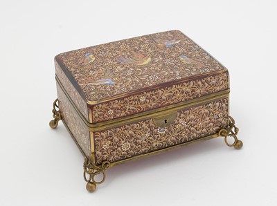 Lot 399 - A late 19th C Continental glass jewel casket.