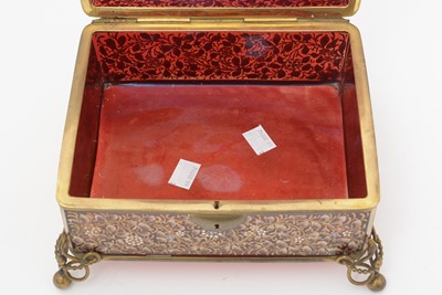 Lot 399 - A late 19th C Continental glass jewel casket.