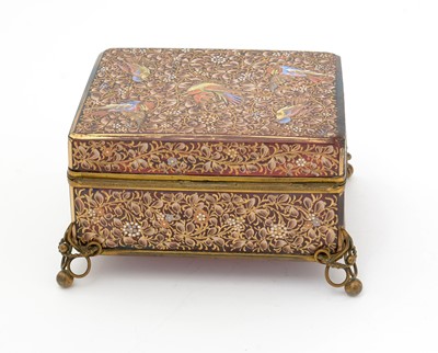 Lot 399 - A late 19th C Continental glass jewel casket.