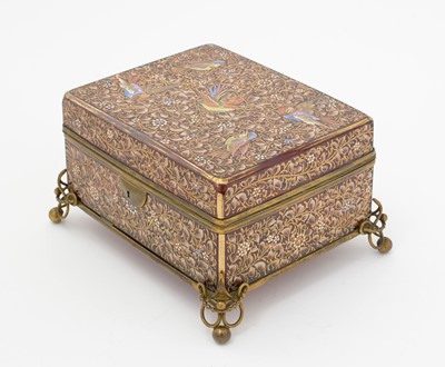 Lot 399 - A late 19th C Continental glass jewel casket.