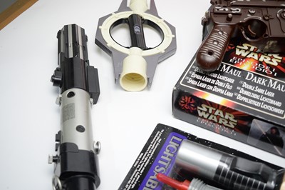 Lot 327 - A Selection of Star Wars weapons; figures; and collectibles.