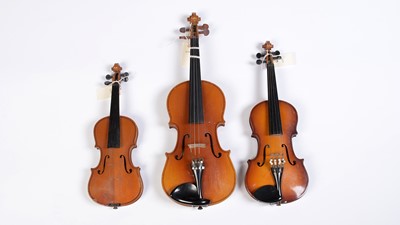 Lot 484 - Two Lark Violins, a Childs violin