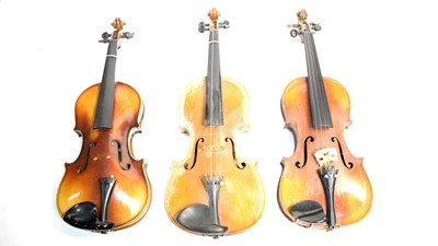 Lot 487 - Three violins for restoration