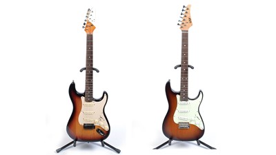 Lot 542 - Eart Standard guitar; and a Strat style sunburst guiter.