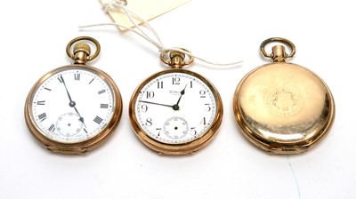 Lot 162 - A gold pocket watch and two others