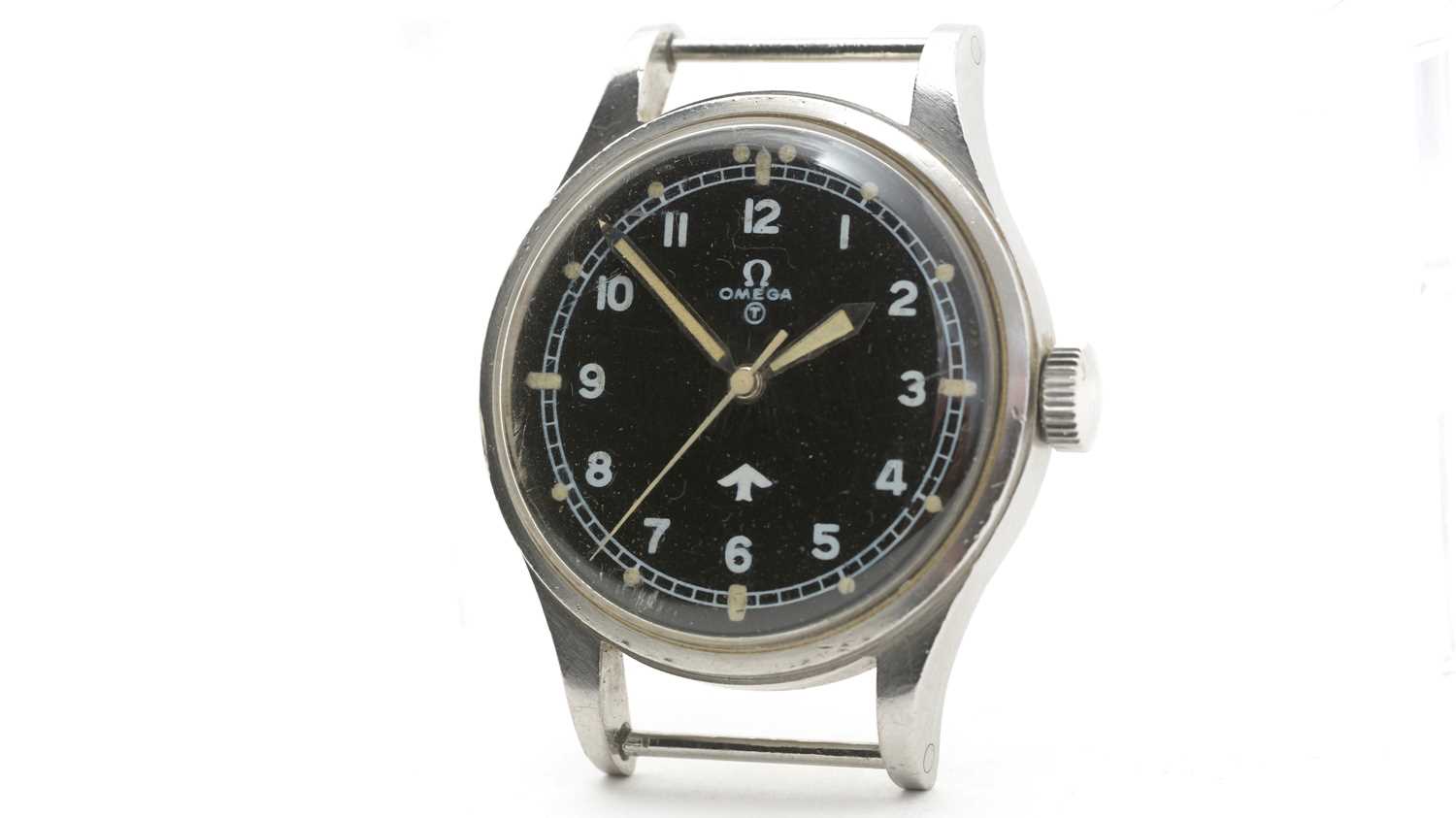 Lot 438 - Omega Military RAF: a steel-cased manual wind RAF Pilots wristwatch