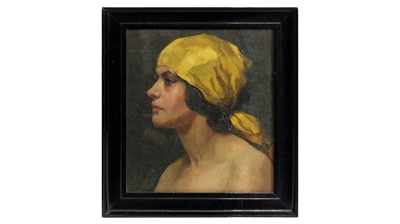 Lot 1053 - Elsie Ward - Black and Gold | oil