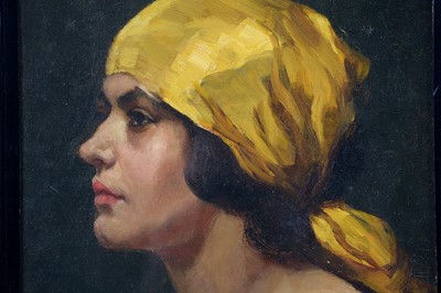 Lot 1053 - Elsie Ward - Black and Gold | oil