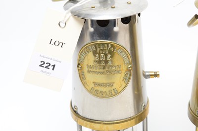Lot 221 - Wolf Safety Lamp miner's lamp; and two Eccles miner's lamps.