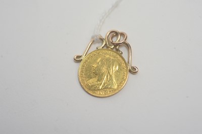 Lot 138 - A Victorian gold half sovereign pendant