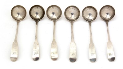Lot 19 - A set of six George III silver Scottish provincial toddy ladles.