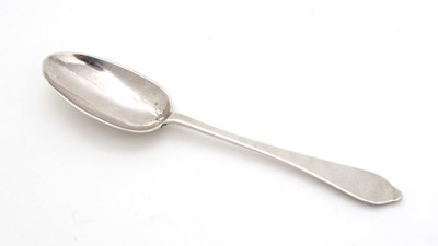 Lot 27 - A Queen Anne silver wavy-end or dog-nose tablespoon.