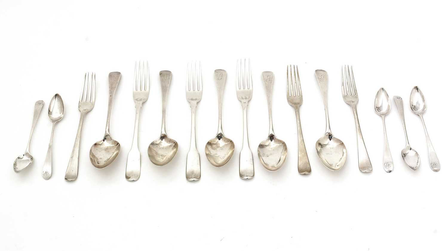 Lot 22 - A small group of silver flatware, Newcastle hallmarked.