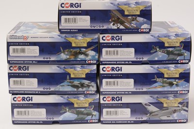 Lot 10 - Seven Corgi limited edition Aviation Archive 1:72 scale diecast model planes.
