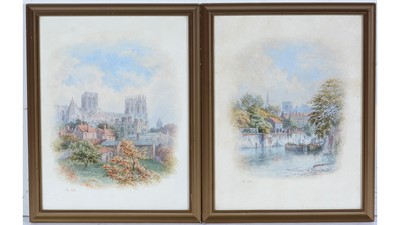 Lot 1041 - George Fall - York Minster, and The Back of Coney Street, York | watercolour