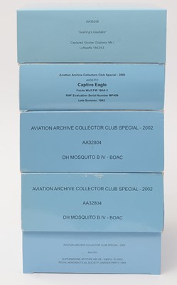 Lot 19 - A group of  five Aviation Archive Collector's Club Special and other scale model aircraft.
