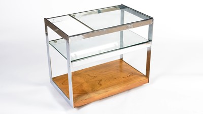 Lot 794 - A mid-20th Century rosewood, glass and chrome cocktail trolley by Richard Young