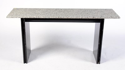 Lot 61 - A contemporary marble twin pedestal table of rectangular form