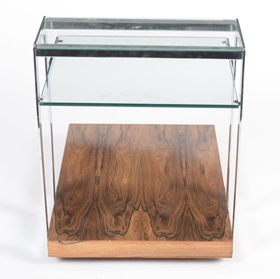 Lot 798 - Richard Young for Merrow Associates: a retro rosewood, glass and chrome display stand