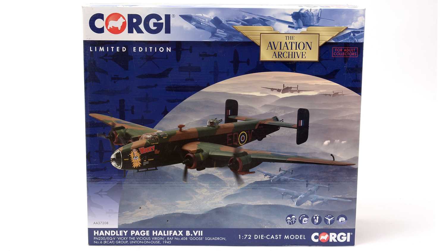 Lot 6 - Corgi Aviation Archive limited edition 1.72 die-cast scale model Handley Page Halifax B.VII