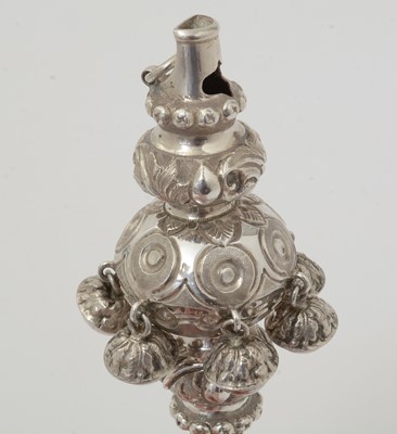 Lot 403 - A Victorian silver child's rattle.