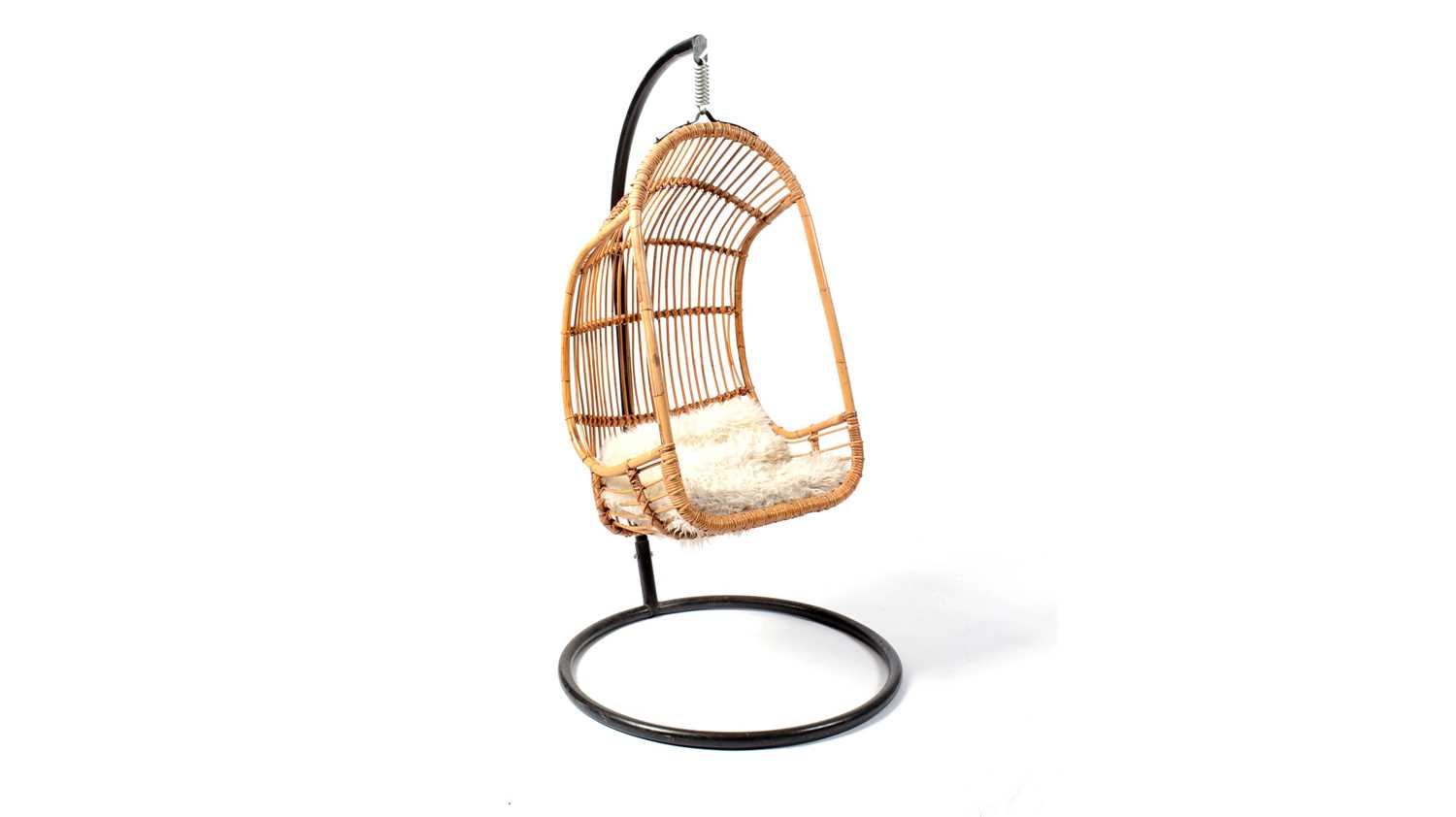 Lot 6 - A retro bamboo and rattan hanging Egg easy lounge chair