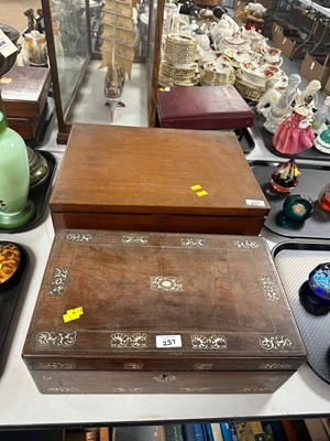 Lot 237 - Early 20th C writing slope; and a desktop correspondence box.
