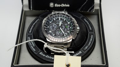 Lot 124 - Citizen Eco Drive Satellite Wave steel cased wristwatch