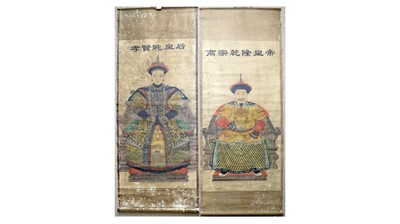 Lot 877 - Pair of Chinese scroll paintings
