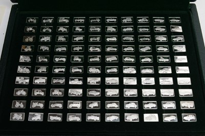 Lot 180 - The 100 greatest cars silver ingot miniature collection