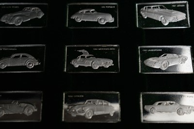 Lot 180 - The 100 greatest cars silver ingot miniature collection