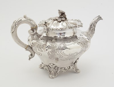 Lot 207 - An early Victorian silver three-piece tea set.