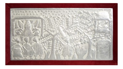 Lot 198 - Asiru Olatunde - The Garden of Eden | repoussé decorated aluminium panel