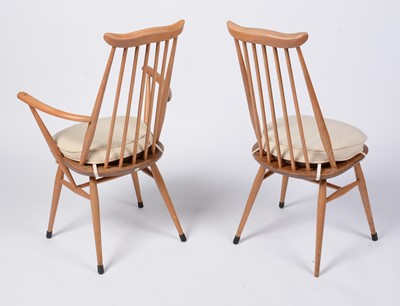 Lot 72 - Lucian Ercolani for Ercol furniture - a beech and elm dining table and four no 369 dining chairs