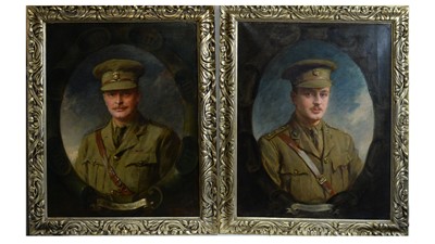 Lot 662 - Sydney Charles Seymour Lucas - Portrait pair of Major James Knott DSO and Captain Henry Knott | oil