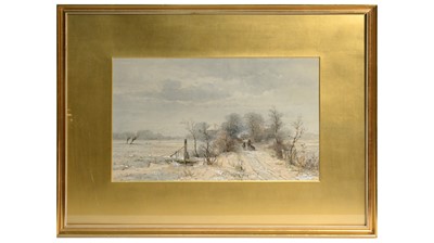 Lot 1060 - Sebastiaan Mattheus Sigismund de Ranitz - A Snowy Winter Scene | watercolour