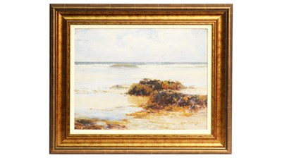 Lot 1085 - Lester Sutcliffe - Sand, Sea, and Gulls in the Gloaming | oil