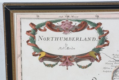 Lot 706 - Robert Morden - Map of Northumberland | hand coloured engraving