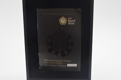 Lot 827 - Royal Mint United Kingdom: 2008 Royal Shield of Arms silver Piedfort collection.