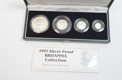 Lot 829 - Royal Mint United Kingdom: 1997 silver proof Britannia Collection 4-coin set.