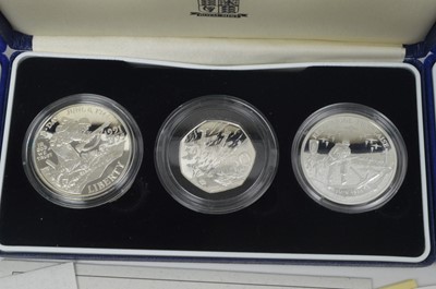Lot 856 - Royal Mint United Kingdom: silver three 3-coin sets