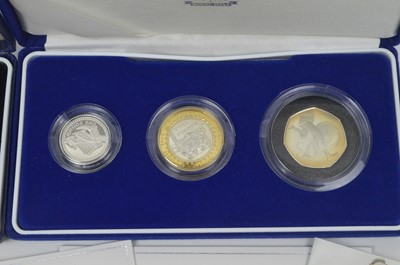 Lot 100 - Royal Mint United Kingdom: silver three 3-coin sets
