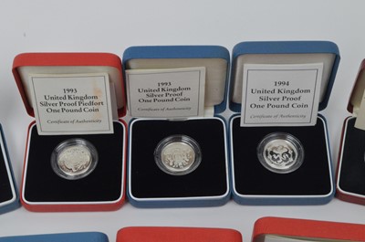 Lot 860 - Royal Mint United Kingdom: A collection of £1 silver Proof coins