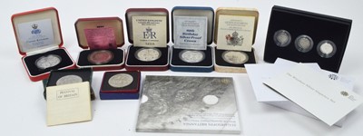 Lot 863 - Royal Mint United Kingdom: A collection of silver crowns, and other coins