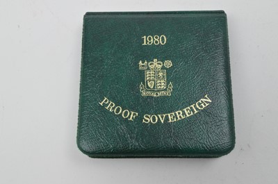 Lot 937 - Royal Mint United Kingdom: Queen Elizabeth II gold proof sovereign 1980, cased.