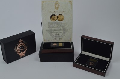 Lot 942 - London Mint Office: Diana 60 The English Rose 1/5th oz 24-carat gold coin, and another