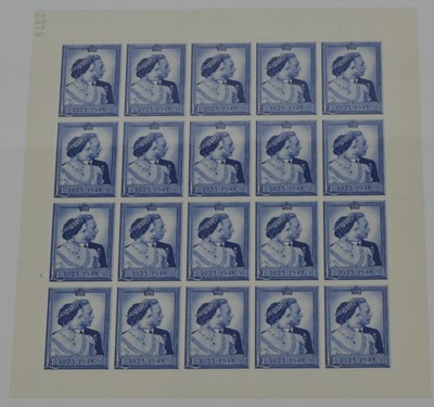 Lot 731 - GB GVI 1948 Royal Silver Wedding £1 full sheet of twenty stamps