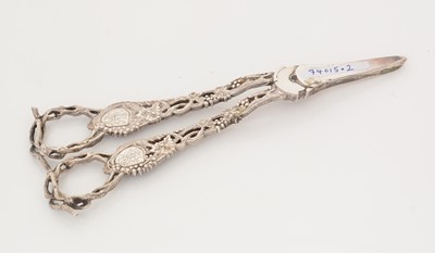 Lot 12 - A pair of Victorian silver grape scissors.