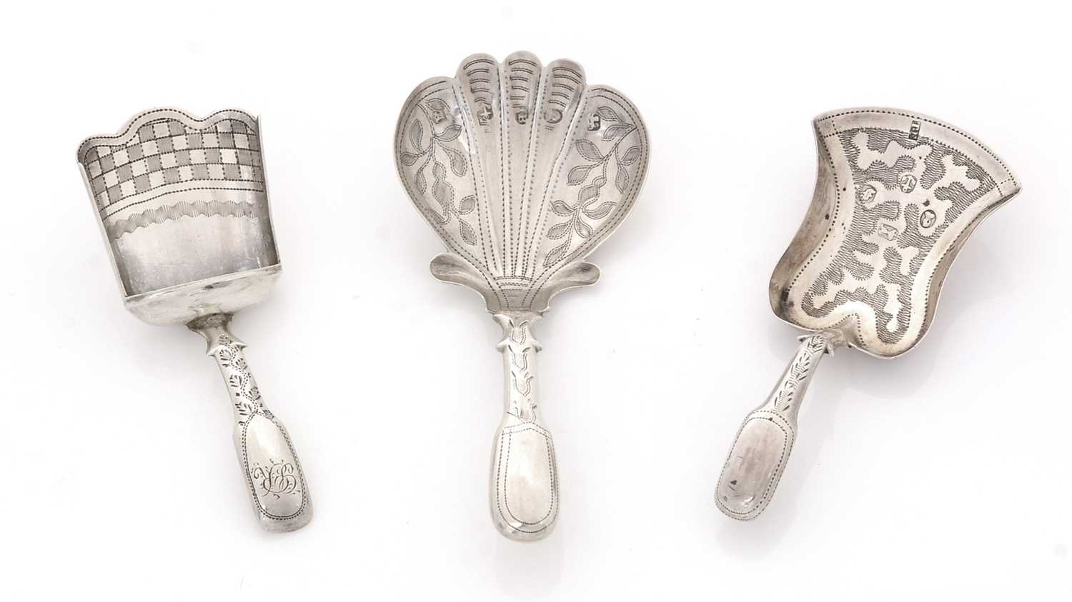 Lot 56 - Three silver caddy spoons.